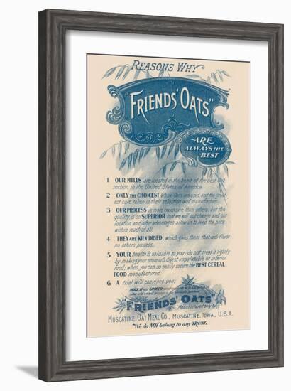 Reasons Why Friends' Oats Are the Best-null-Framed Art Print