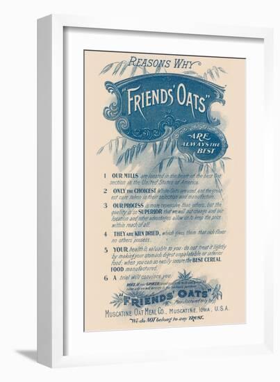 Reasons Why Friends' Oats Are the Best-null-Framed Art Print