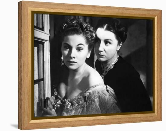 REBECCA, 1940 directed by ALFRED HITCHCOCK Joan Fontaine / Judith Anderson (d'apres Daphne du Mauri-null-Framed Stretched Canvas
