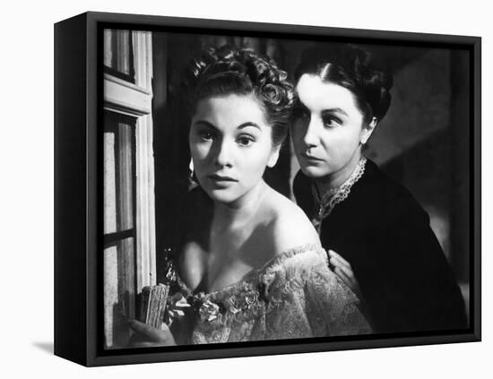 REBECCA, 1940 directed by ALFRED HITCHCOCK Joan Fontaine / Judith Anderson (d'apres Daphne du Mauri-null-Framed Stretched Canvas