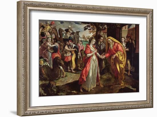 Rebecca Agreeing to Follow Eliezer, C.1562 (Oil on Panel)-Maarten de Vos-Framed Giclee Print