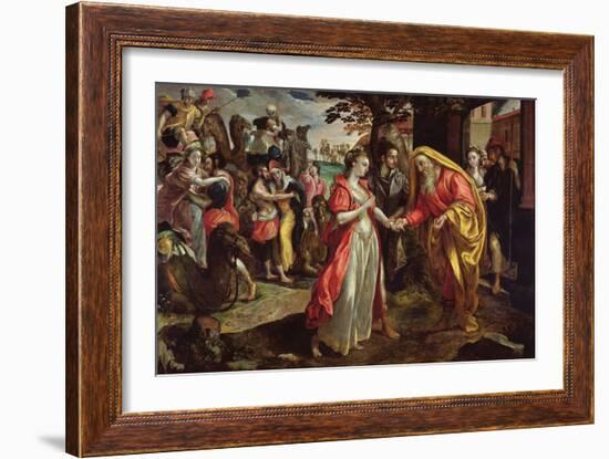 Rebecca Agreeing to Follow Eliezer, C.1562 (Oil on Panel)-Maarten de Vos-Framed Giclee Print