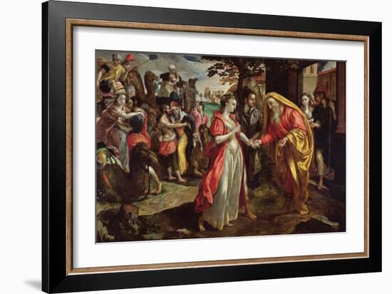 Rebecca Agreeing to Follow Eliezer, C.1562 (Oil on Panel)-Maarten de Vos-Framed Giclee Print