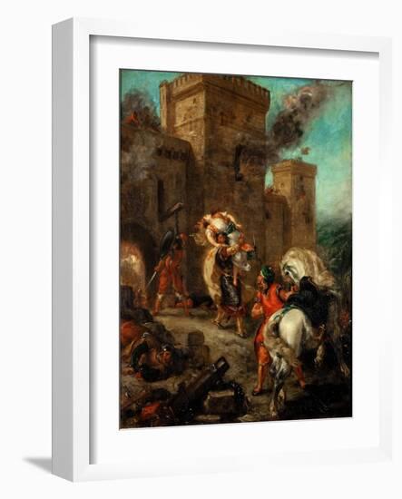 Rebecca Raped by a Knight Templar During the Sack of the Castle Frondeboeuf-Eugene Delacroix-Framed Giclee Print