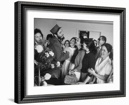 Rebel Leader Fidel Castro During Celebration of His Rebel Victory-null-Framed Photographic Print