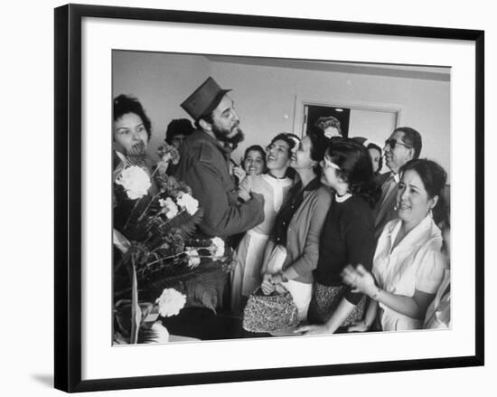 Rebel Leader Fidel Castro During Celebration of His Rebel Victory-null-Framed Photographic Print