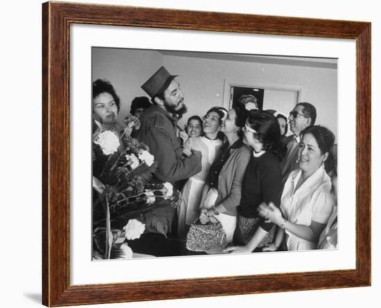 Rebel Leader Fidel Castro During Celebration of His Rebel Victory-null-Framed Photographic Print