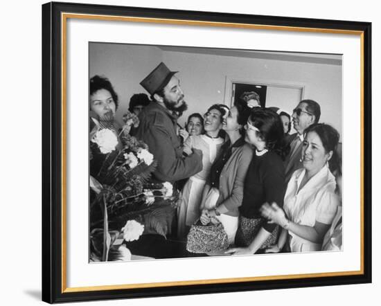 Rebel Leader Fidel Castro During Celebration of His Rebel Victory-null-Framed Photographic Print