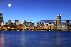 Chicago Skyline under the Moonlight-rebelml-Photographic Print