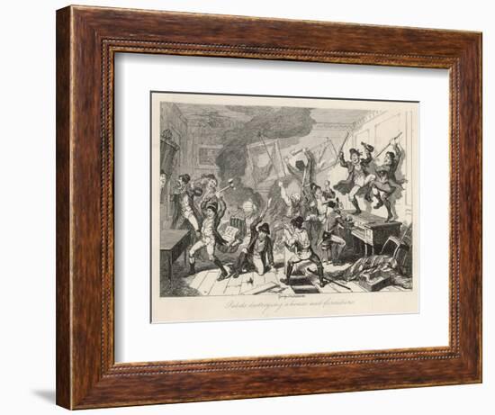 Rebels Destroying a House and Furniture-George Cruikshank-Framed Art Print