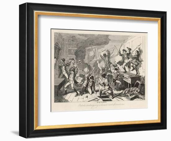 Rebels Destroying a House and Furniture-George Cruikshank-Framed Art Print