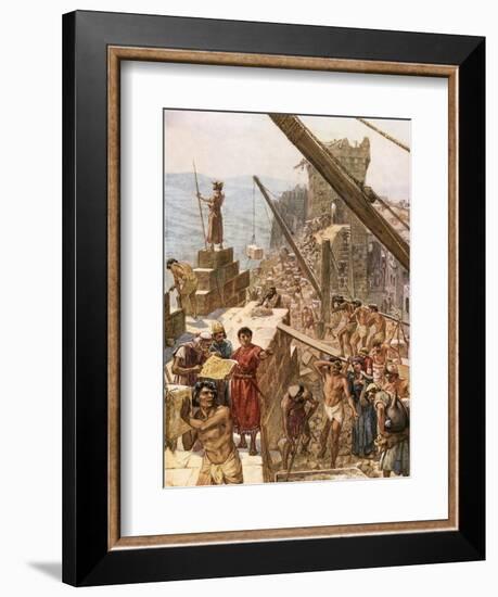 Rebuilding the Wall of Jerusalem under Nehemiah-William Brassey Hole-Framed Giclee Print