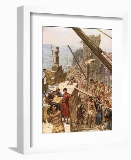 Rebuilding the Wall of Jerusalem under Nehemiah-William Brassey Hole-Framed Giclee Print