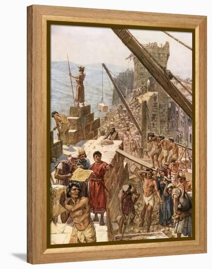 Rebuilding the Wall of Jerusalem under Nehemiah-William Brassey Hole-Framed Premier Image Canvas