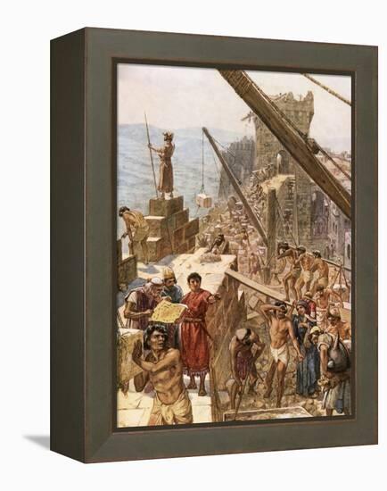 Rebuilding the Wall of Jerusalem under Nehemiah-William Brassey Hole-Framed Premier Image Canvas