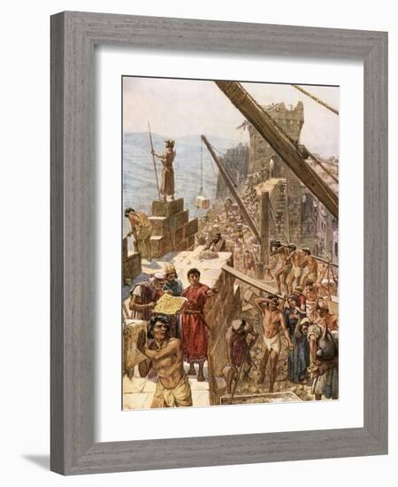 Rebuilding the Wall of Jerusalem under Nehemiah-William Brassey Hole-Framed Giclee Print