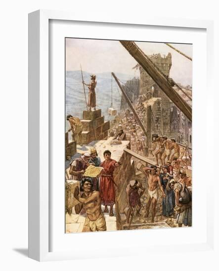 Rebuilding the Wall of Jerusalem under Nehemiah-William Brassey Hole-Framed Giclee Print