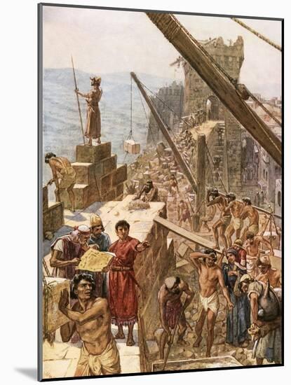Rebuilding the Wall of Jerusalem under Nehemiah-William Brassey Hole-Mounted Giclee Print