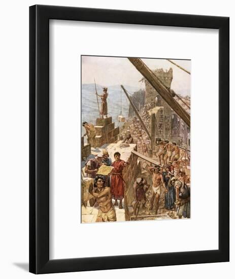 Rebuilding the Wall of Jerusalem under Nehemiah-William Brassey Hole-Framed Premium Giclee Print