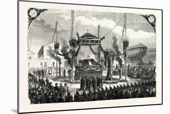 Receiving Remains of Admiral Bruat on the Port of Toulon, France, 1855.-null-Mounted Giclee Print