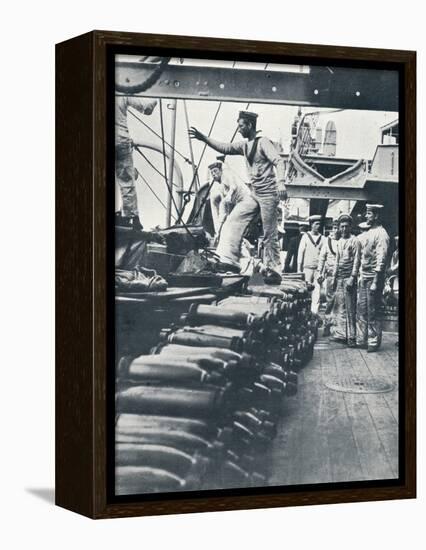 Receiving shells for the naval guns on the deck of a battleship, c1914-Unknown-Framed Premier Image Canvas