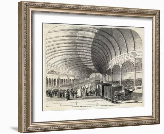 Reception of Queen Victoria at the Central Railway Station Newcastle-Upon-Tyne-null-Framed Art Print