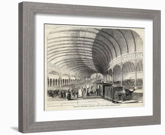 Reception of Queen Victoria at the Central Railway Station Newcastle-Upon-Tyne-null-Framed Art Print