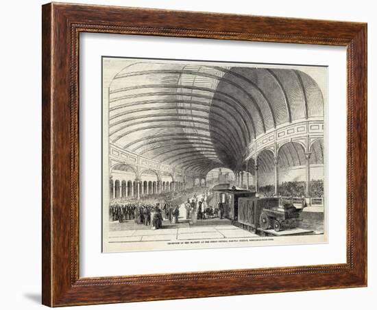 Reception of Queen Victoria at the Central Railway Station Newcastle-Upon-Tyne-null-Framed Art Print