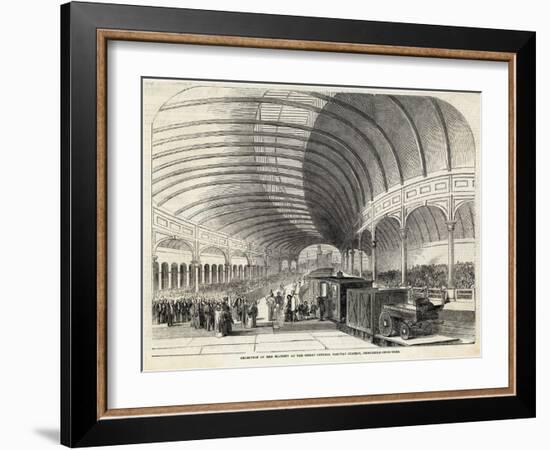 Reception of Queen Victoria at the Central Railway Station Newcastle-Upon-Tyne-null-Framed Art Print