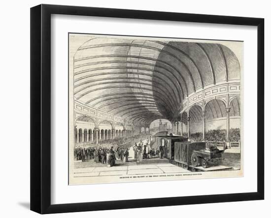 Reception of Queen Victoria at the Central Railway Station Newcastle-Upon-Tyne-null-Framed Art Print