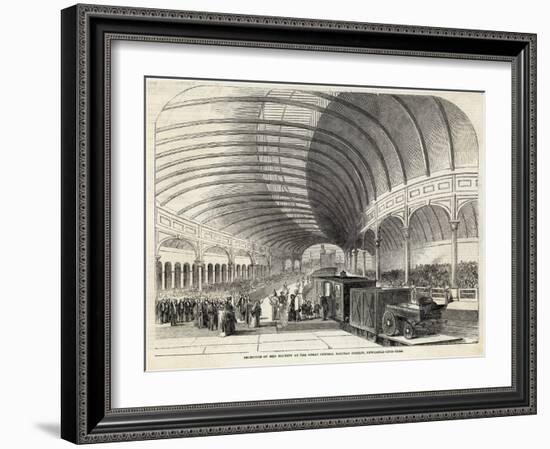 Reception of Queen Victoria at the Central Railway Station Newcastle-Upon-Tyne-null-Framed Art Print