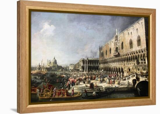 Reception of the French Ambassador in Venice, 1726-1727-Canaletto-Framed Premier Image Canvas