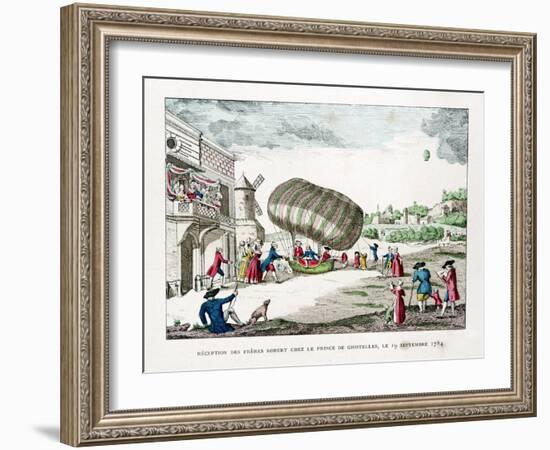 Reception of the Robert Brothers by the Prince of Ghistelles in 1784-Gaston Tissandier-Framed Giclee Print