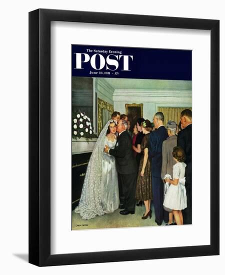 "Receptions Line" Saturday Evening Post Cover, June 16, 1951-John Falter-Framed Giclee Print