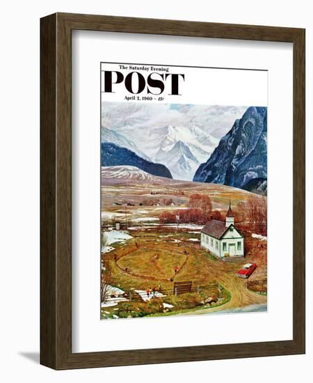 "Recess at Pine Creek," Saturday Evening Post Cover, April 2, 1960-John Clymer-Framed Giclee Print