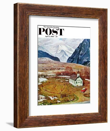 "Recess at Pine Creek," Saturday Evening Post Cover, April 2, 1960-John Clymer-Framed Giclee Print