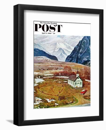 "Recess at Pine Creek," Saturday Evening Post Cover, April 2, 1960-John Clymer-Framed Giclee Print