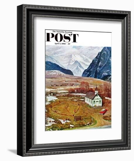 "Recess at Pine Creek," Saturday Evening Post Cover, April 2, 1960-John Clymer-Framed Giclee Print