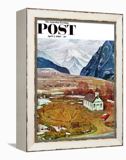 "Recess at Pine Creek," Saturday Evening Post Cover, April 2, 1960-John Clymer-Framed Premier Image Canvas