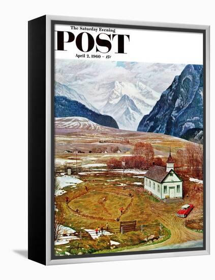 "Recess at Pine Creek," Saturday Evening Post Cover, April 2, 1960-John Clymer-Framed Premier Image Canvas