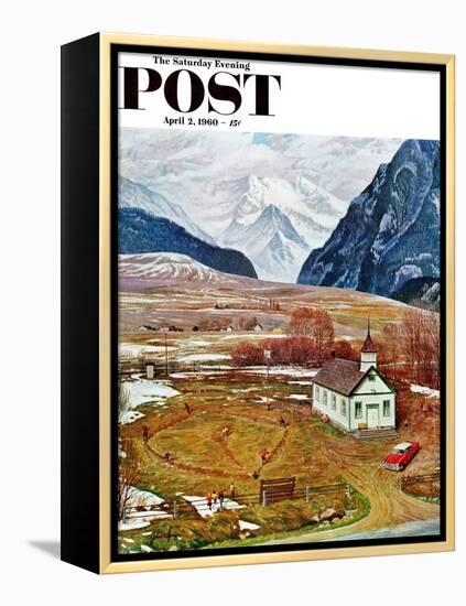 "Recess at Pine Creek," Saturday Evening Post Cover, April 2, 1960-John Clymer-Framed Premier Image Canvas