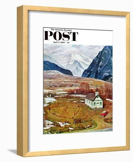 "Recess at Pine Creek," Saturday Evening Post Cover, April 2, 1960-John Clymer-Framed Giclee Print