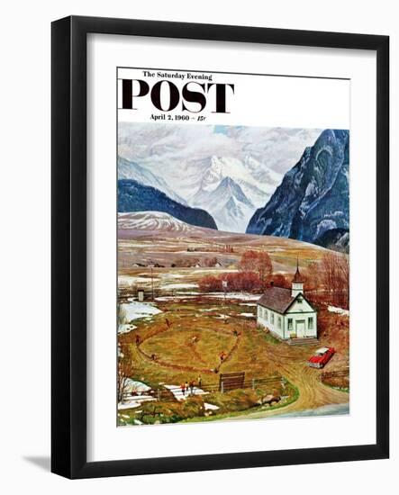 "Recess at Pine Creek," Saturday Evening Post Cover, April 2, 1960-John Clymer-Framed Giclee Print