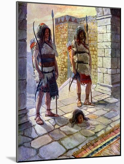 Rechab and Baanah bring the head of Ish-Bosheth - Bible-James Jacques Joseph Tissot-Mounted Giclee Print