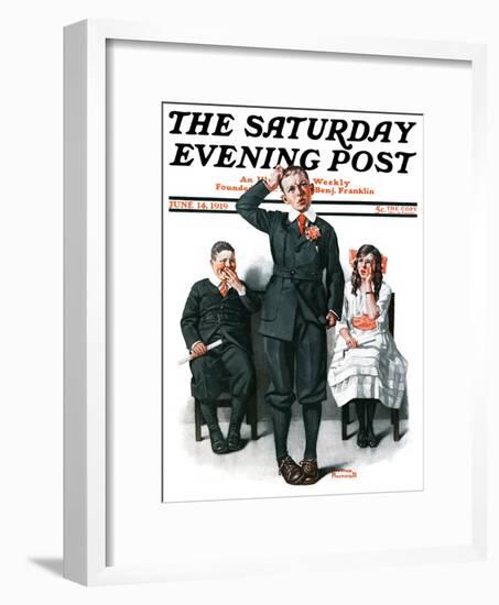 "Recitation" Saturday Evening Post Cover, June 14,1919-Norman Rockwell-Framed Giclee Print