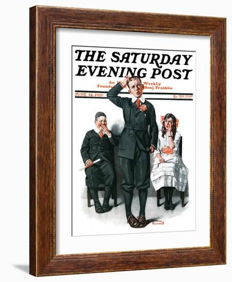 "Recitation" Saturday Evening Post Cover, June 14,1919-Norman Rockwell-Framed Giclee Print