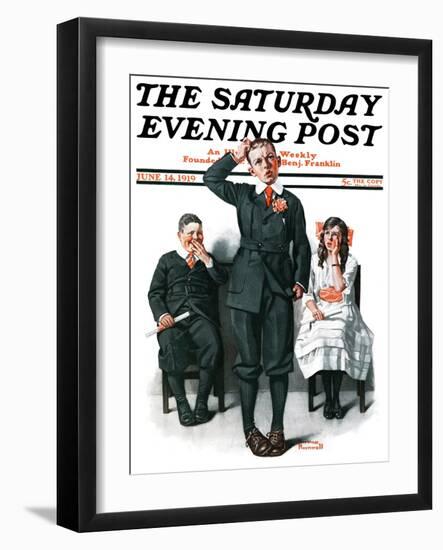 "Recitation" Saturday Evening Post Cover, June 14,1919-Norman Rockwell-Framed Giclee Print