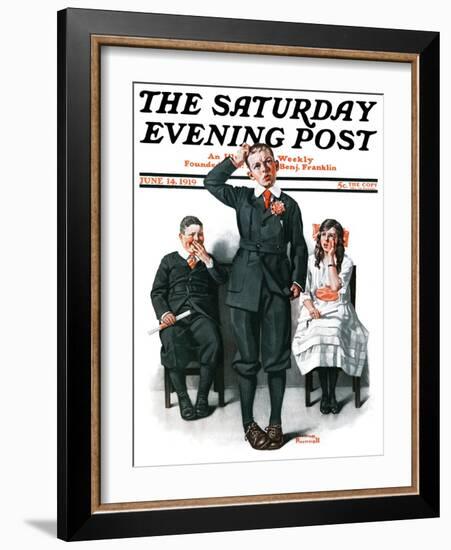 "Recitation" Saturday Evening Post Cover, June 14,1919-Norman Rockwell-Framed Giclee Print