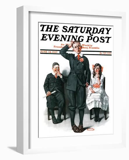 "Recitation" Saturday Evening Post Cover, June 14,1919-Norman Rockwell-Framed Giclee Print