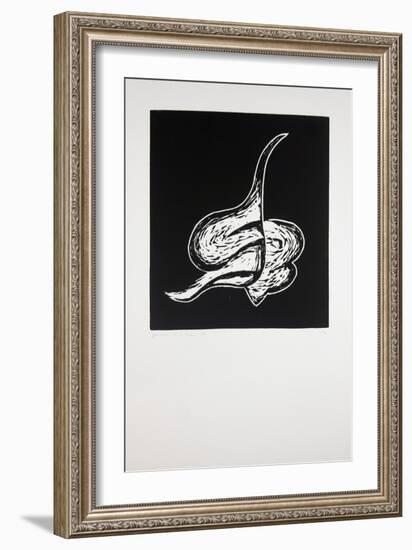 Reclining, 2019 (Linocut)-Guilherme Pontes-Framed Giclee Print